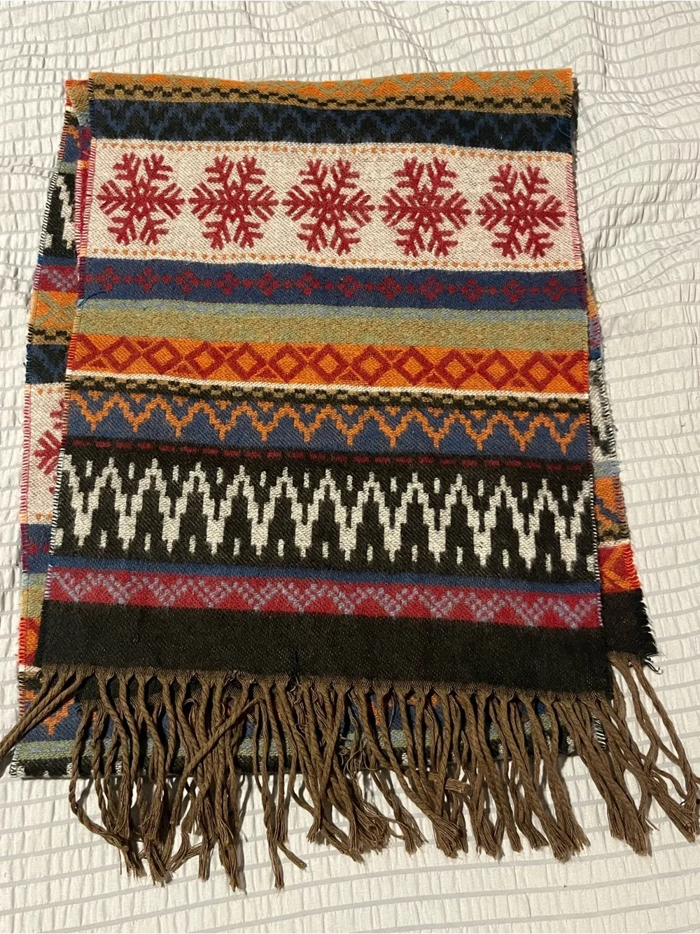 Preston & York Southwestern Geometric Fringe Scarf Acrylic Made in Germany